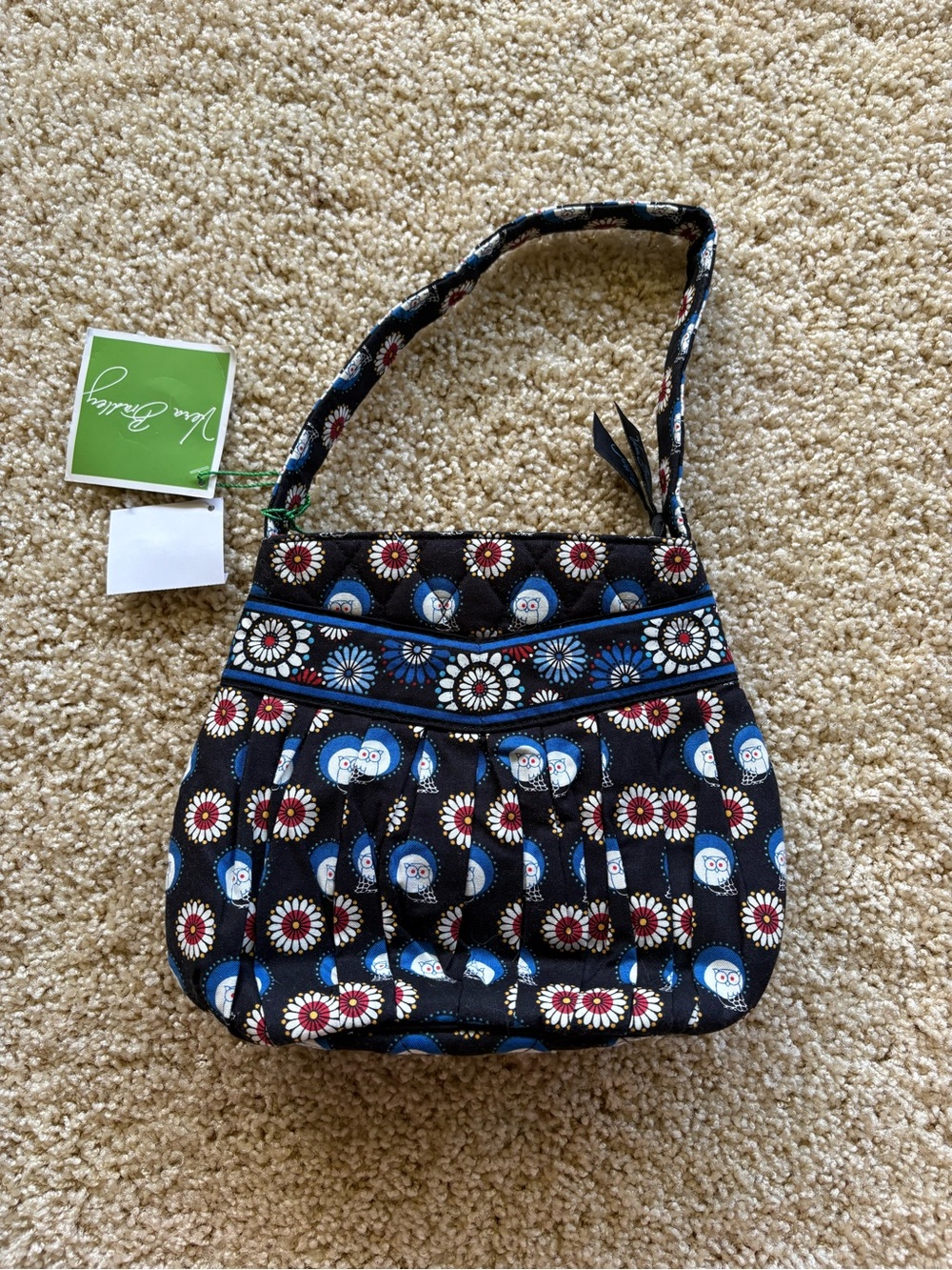 Vera Bradley Hannah Shoulder Bag Night Owl Quilted Floral Owl Print NWT